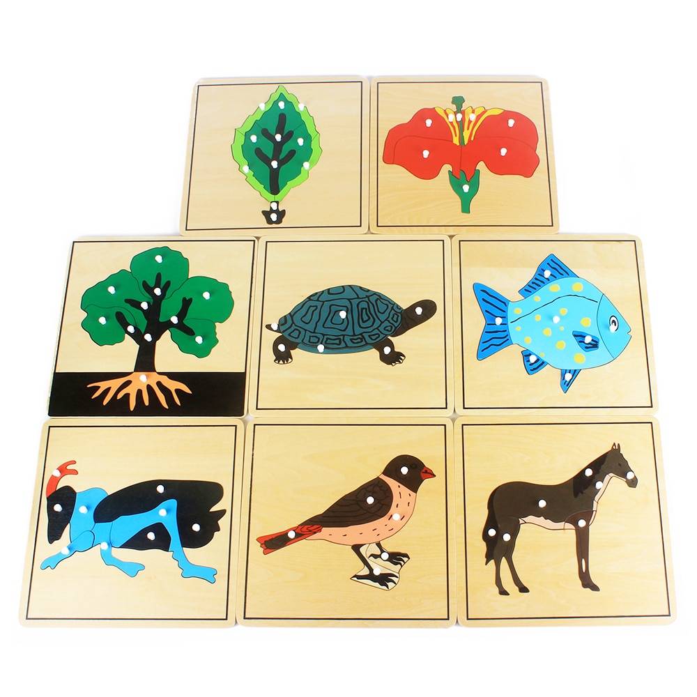 Puzzle animaux en bois pour bébé Montessori