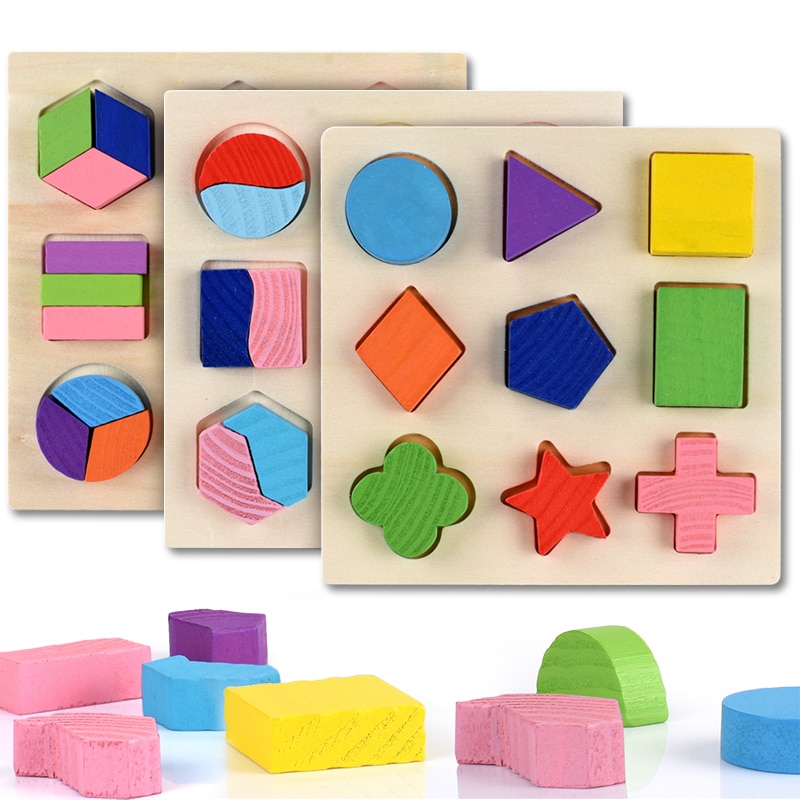 Macaron 5 Ensembles-Puzzle de forme géométrique en bois pour tout
