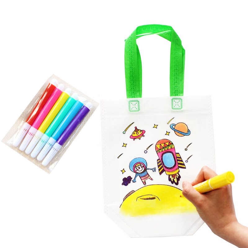8 Sacs En Tissu à Peindre Pour Enfants - Kit DIY Avec Pochoirs Et Marqueurs - Sac Bandoulière Personnalisable
