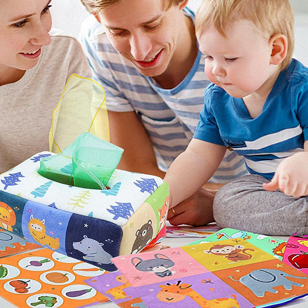 Boîte à mouchoirs Montessori, jouets pour bébé de 0 à 18 mois,  développement sensoriel, dessin animé, animaux, nouveau-né, jouets  éducatifs d'apprentissage précoce - AliExpress